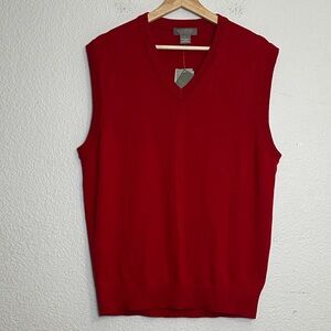 Daniel Cremieux Red Sweater Vest V Neck Men’s Large NWT Supima Cotton Preppy